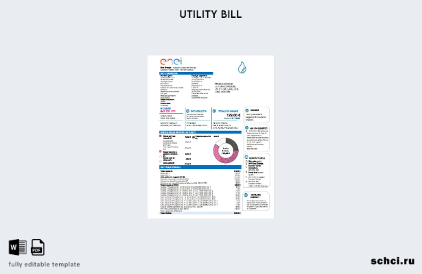 скачать цифровой шаблон счета за коммунальные услуги Enel Energia в Италии